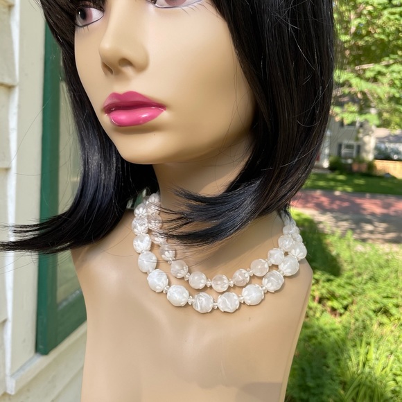 Choker Vintage Fashion Adjustable White Decorative Bead Double Strand Choker - Picture 5 of 9